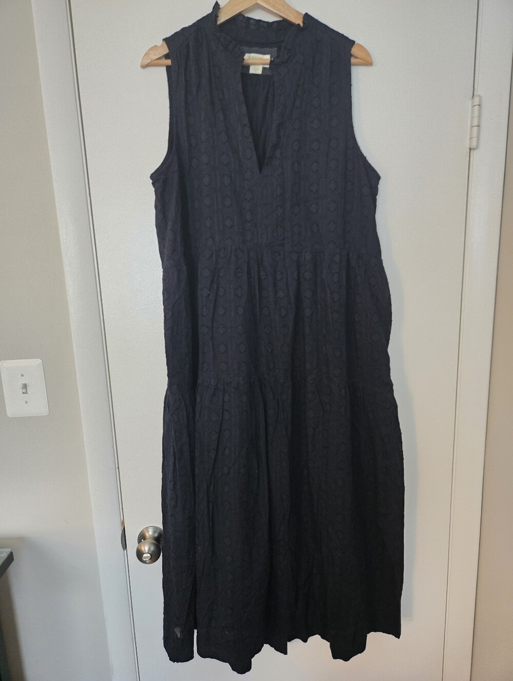 Maeve 100% Cotton Navy Eyelet Maxi Dress Size Large